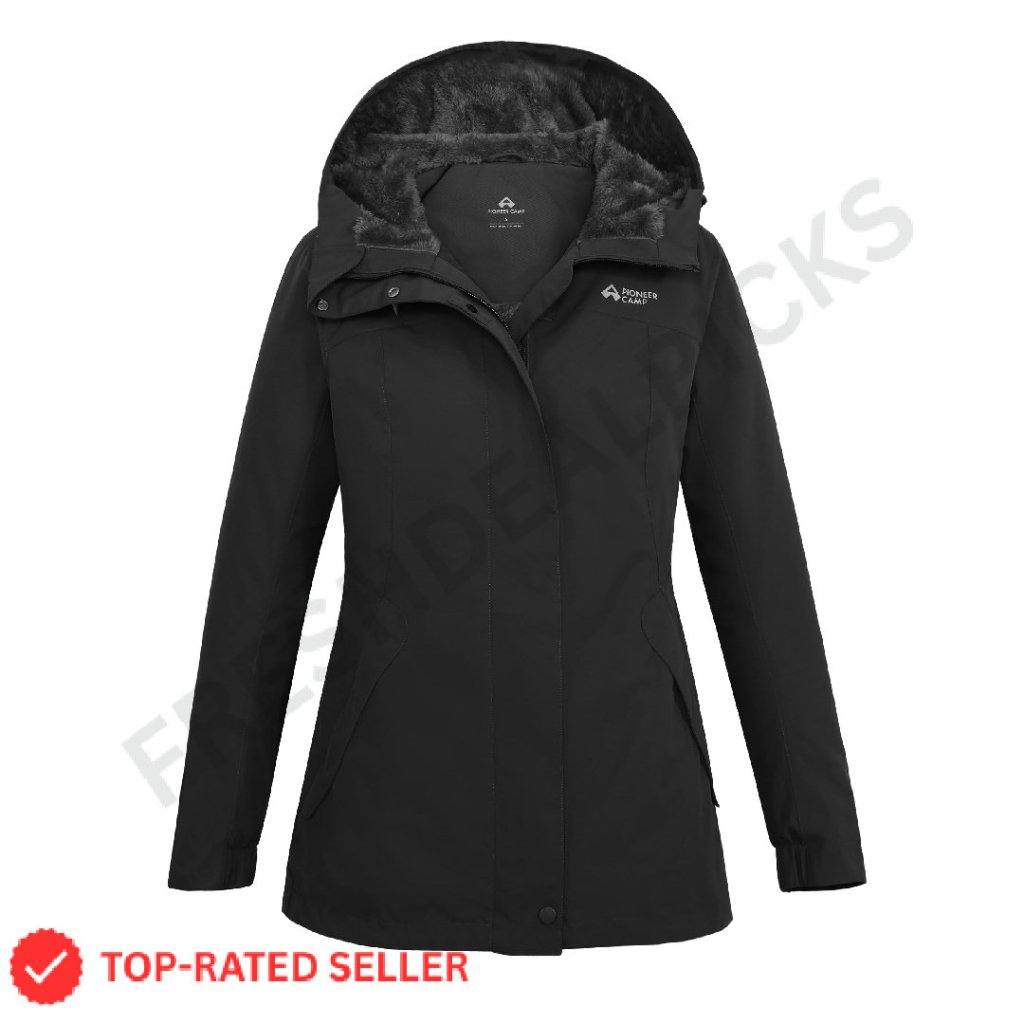 Women's Ski Jacket Waterproof Insulated Fleece Lined Winter Coat Hooded Chic